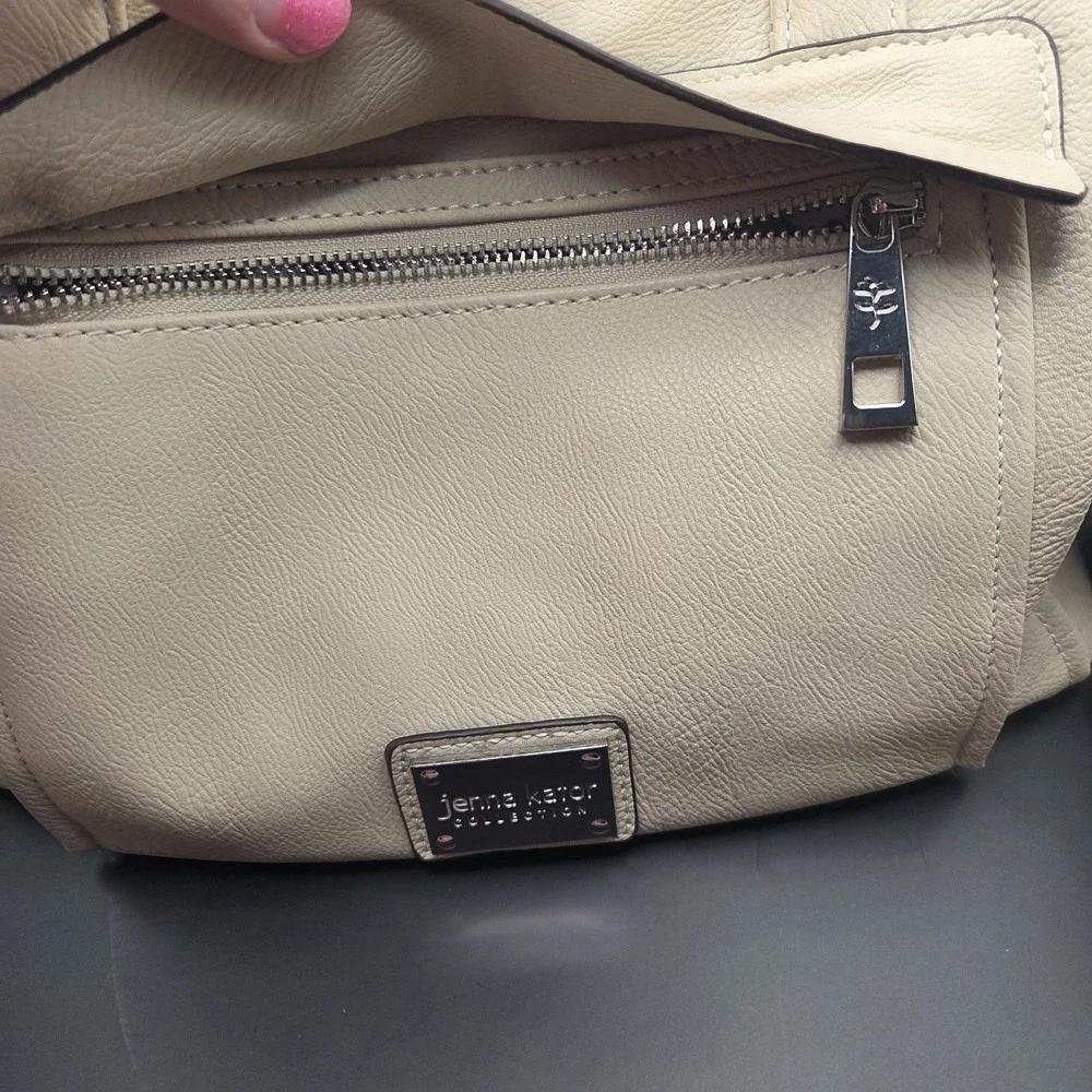 Jenna Kator Collection Vegan Leather Cream Crossbody Satchel